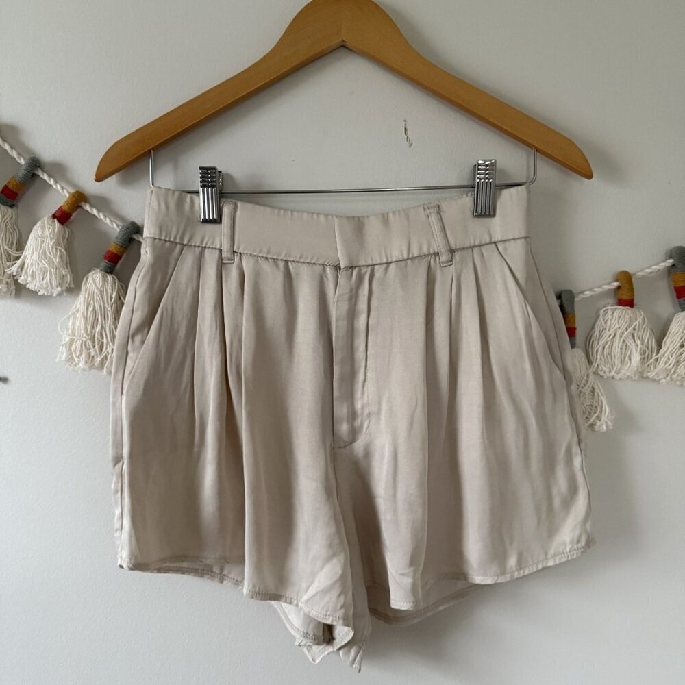 Zara Silky Pleated Relaxed Shorts Neutral Shabby Chic Coquette Feminine S
